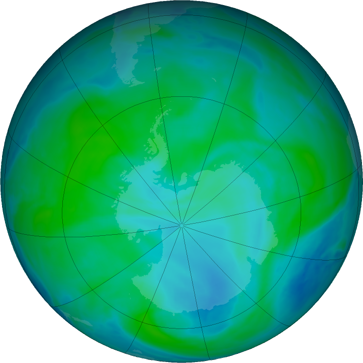 Antarctic ozone map for 25 December 2022